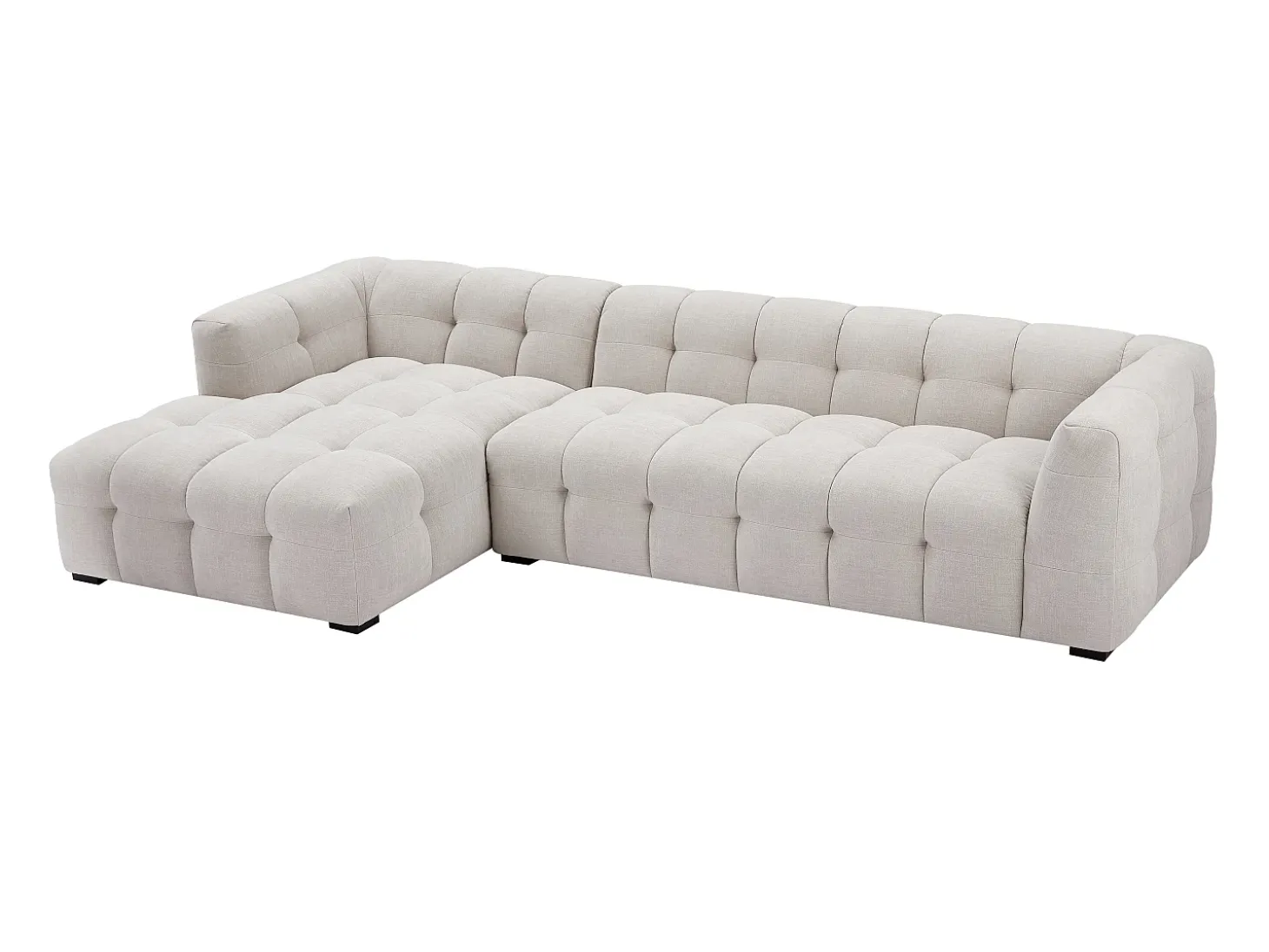 Sofá rinconera izquierda de tela beige envejecida DILOME de Pascal Morabito