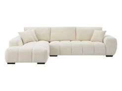 Sofá rinconera izquierda de tela color beige BERENIA