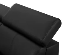 Sofá rinconera izquierda de piel negro con reposacabezas amovibles MARAMBA
