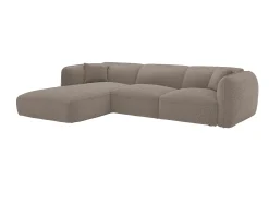 Sofá rinconera izquierda de tela gris topo CAMILIO de Maison Céphy