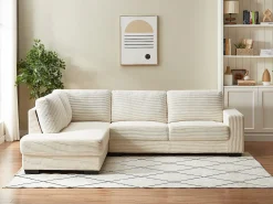 Sofá rinconera izquierda de pana beige MESETA