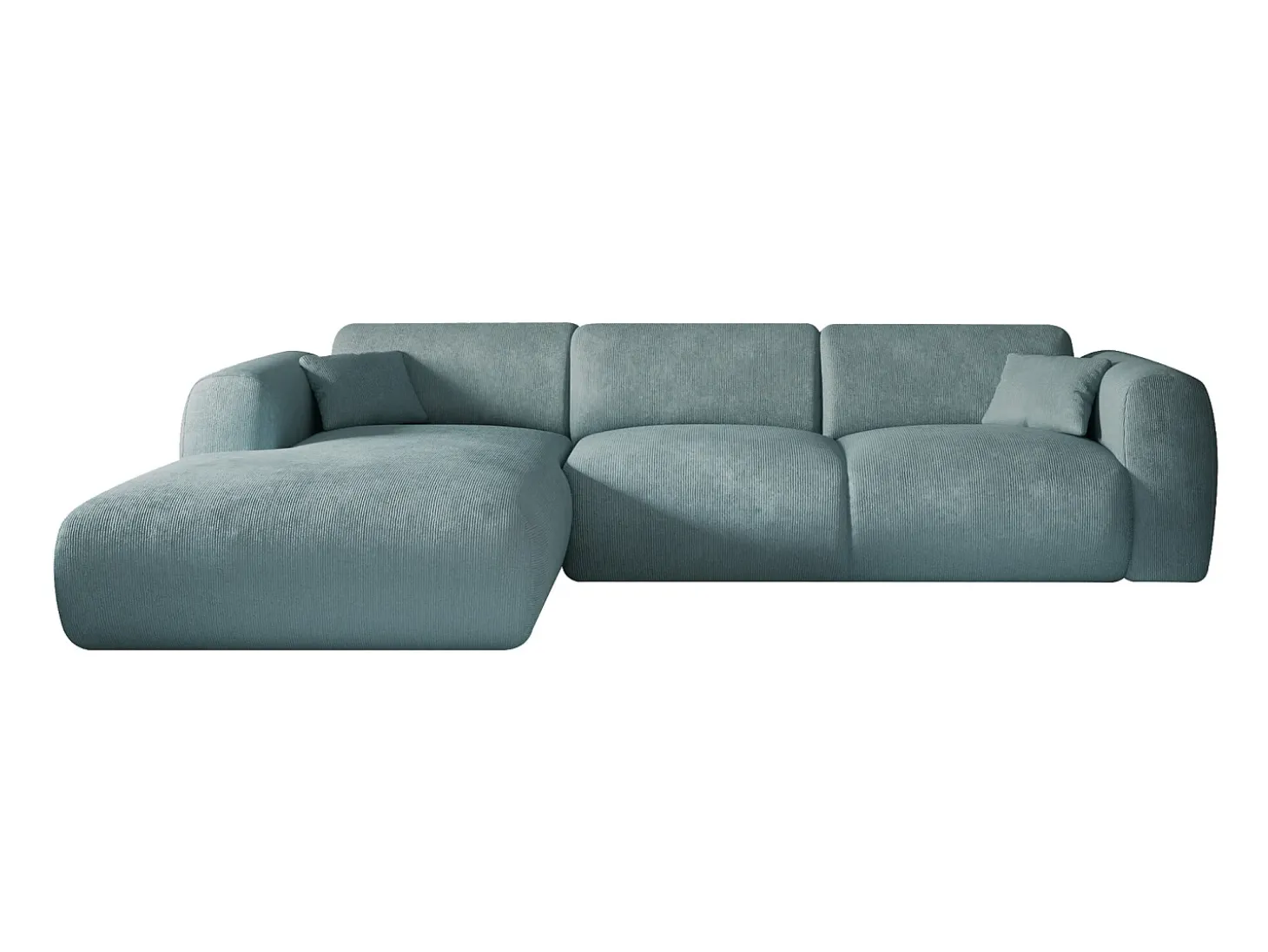 Sofá rinconera izquierda de pana azul design POGNI de Maison Céphy