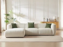 Sofá rinconera izquierda de tela beige estilo contemporáneo TANCAVO