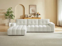 Sofá rinconera izquierda en tela bouclé blanco SOPELANA