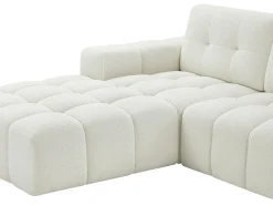 Sofá rinconera izquierda en tela bouclé blanco SOPELANA