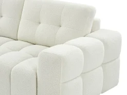 Sofá rinconera izquierda en tela bouclé blanco SOPELANA
