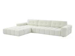 Sofá rinconera izquierda en tela bouclé blanco SOPELANA
