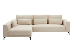 Sofá rinconera izquierda en tela texturizada beige 5 plazas TILANIA