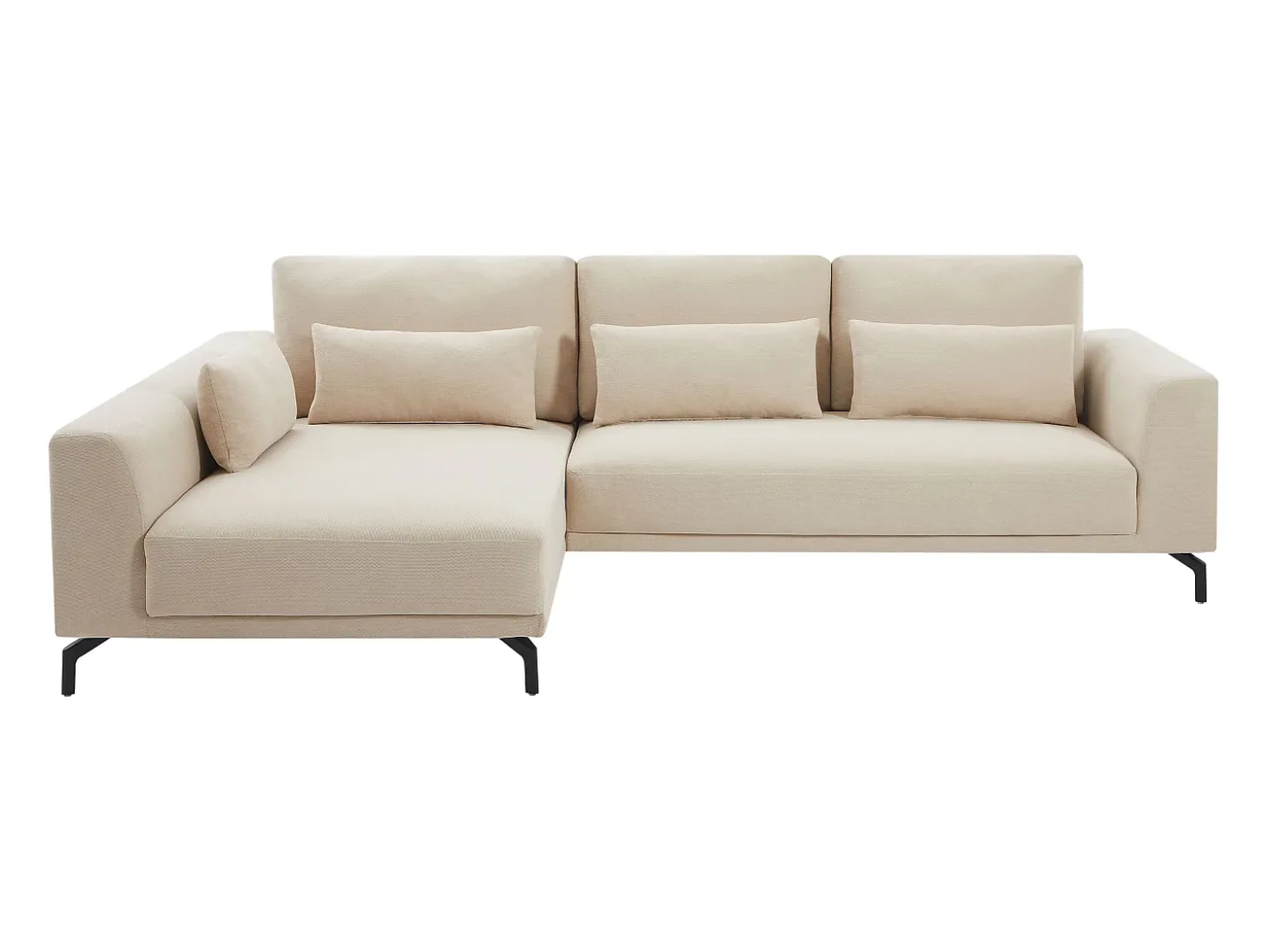 Sofá rinconera izquierda en tela texturizada beige 5 plazas TILANIA