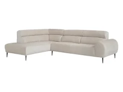 Sofá rinconera izquierda en chenilla beige 5 plazas MALIADA