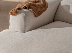 Sofá rinconera izquierda en tela jaspeada beige NELORIM