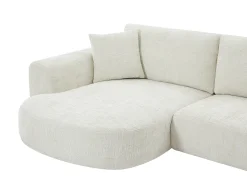 Sofá rinconera izquierda en tejido texturado beige de 4 plazas RULAMA