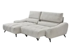 Sofá rinconera izquierda relax con asiento deslizante en tela beige ELOSIA