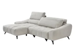 Sofá rinconera izquierda relax con asiento deslizante en tela beige ELOSIA