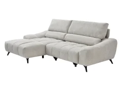 Sofá rinconera izquierda relax con asiento deslizante en tela beige ELOSIA