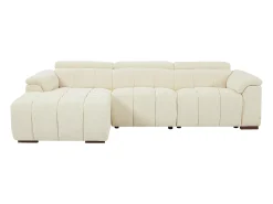 Sofá rinconera izquierda relax eléctrico de tela beige efecto acolchado MOLPICA