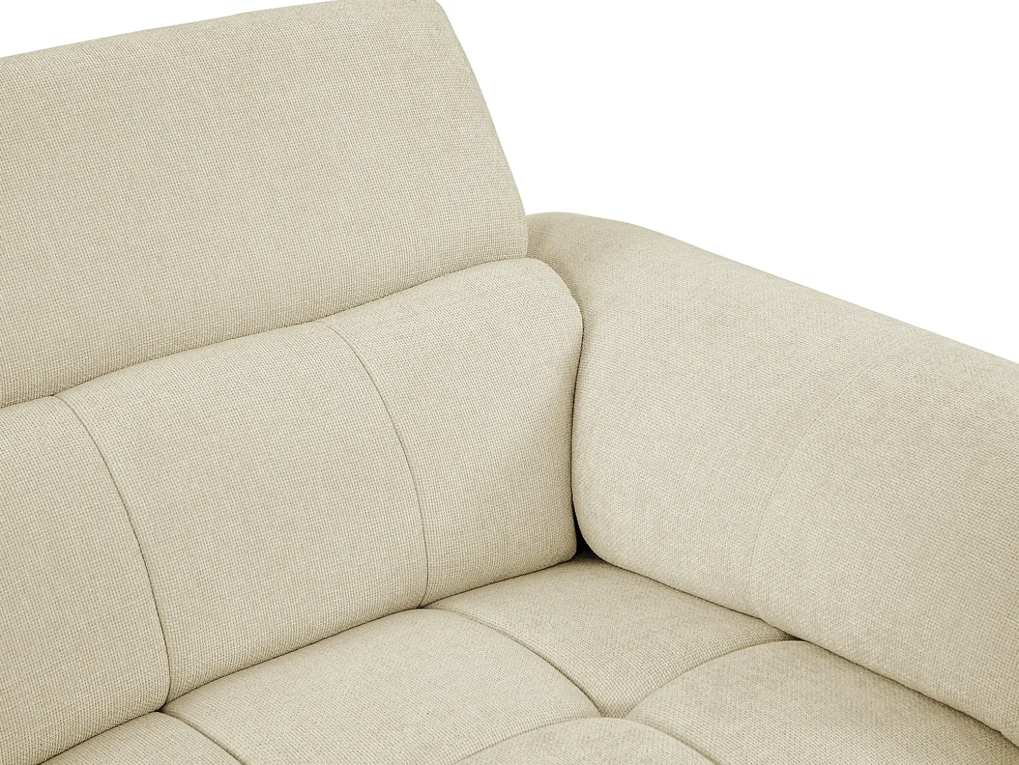 Sofá rinconera izquierda relax eléctrico de tela beige efecto acolchado MOLPICA