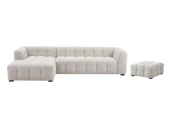 Sofá rinconera izquierda y chaise longe de tela beige DILOME de Pascal Morabito