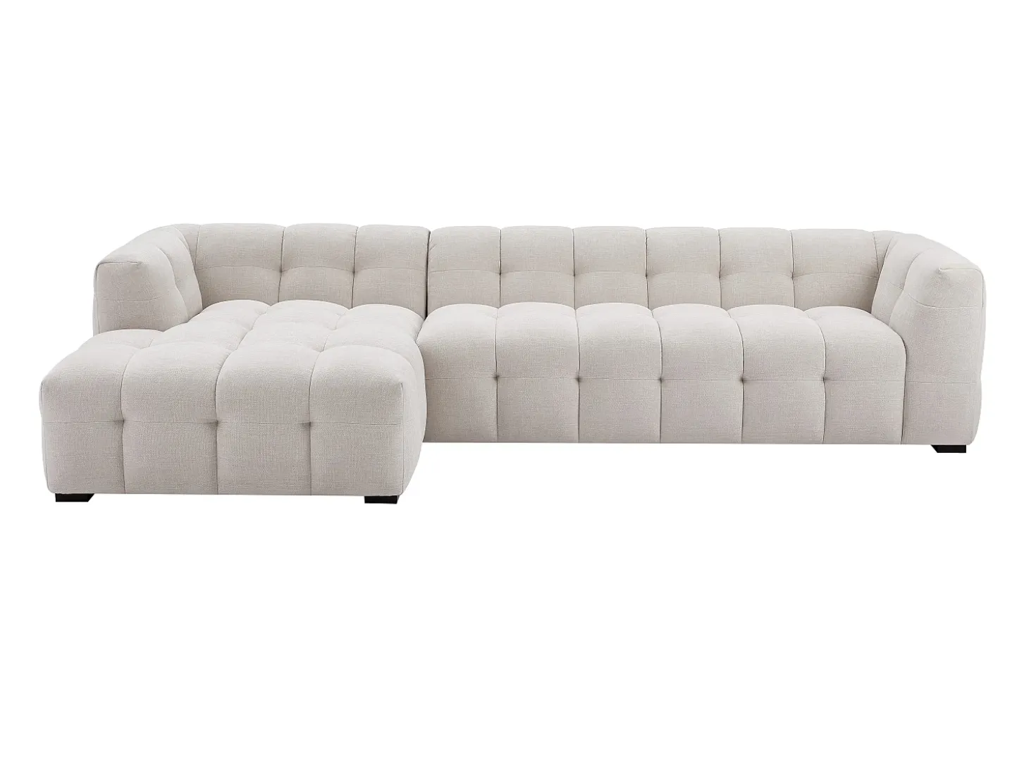 Sofá rinconera izquierda y chaise longe de tela beige DILOME de Pascal Morabito