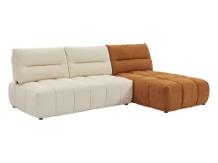 Sofá rinconera modular con respaldo avanzado-retrocedido en tela beige y terracota APOLIU