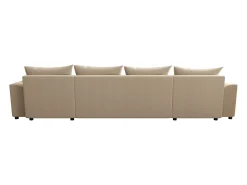 Sofá rinconera panorámico de tela beige NESSARO