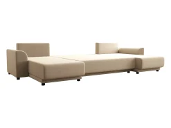 Sofá rinconera panorámico de tela beige NESSARO
