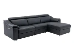 Sofá rinconera relax de piel de calidad superior negro - Ángulo derecho - PEDRERA