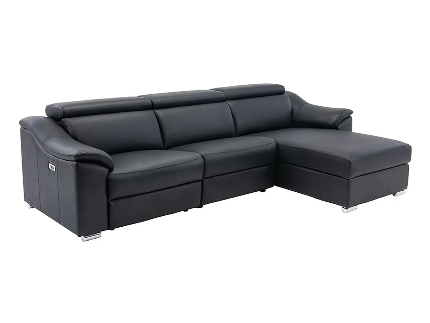 Sofá rinconera relax de piel de calidad superior negro - Ángulo derecho - PEDRERA