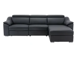 Sofá rinconera relax de piel de calidad superior negro - Ángulo derecho - PEDRERA