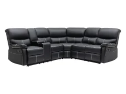 Sofá rinconera relax: manual de piel sintética negra CANBY