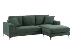 Sofá rinconera reversible en tela texturizada verde JAMOLO