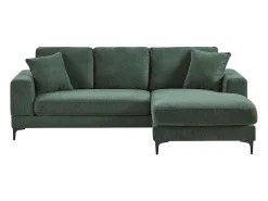 Sofá rinconera reversible en tela texturizada verde JAMOLO