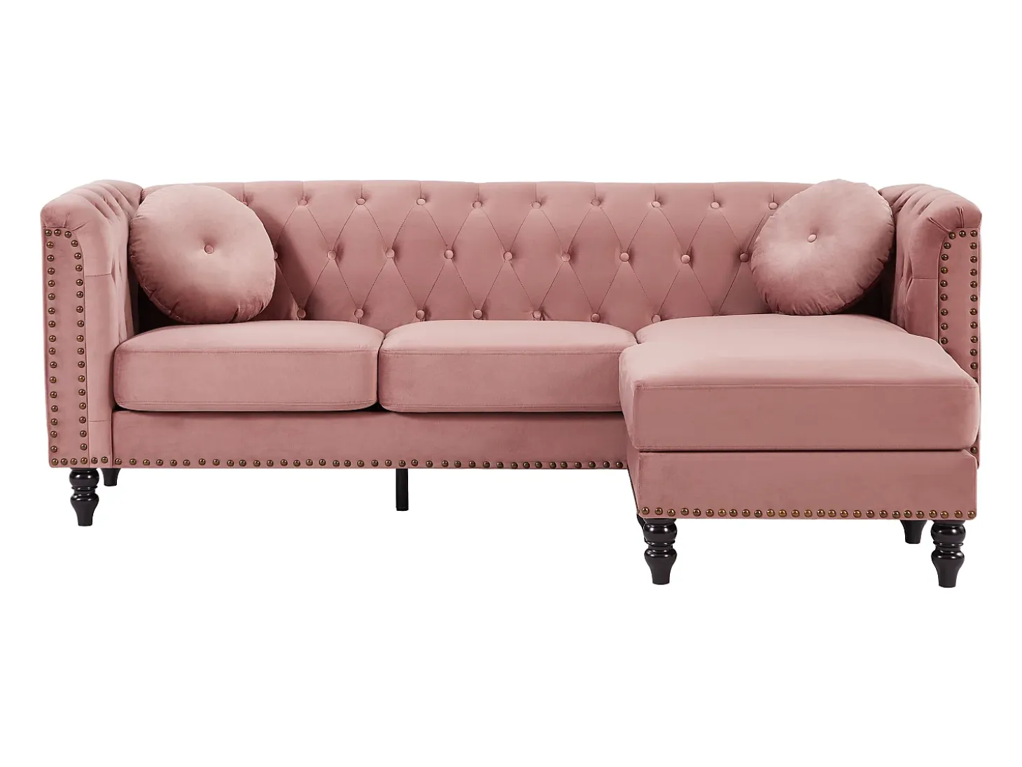 Sofá rinconera reversible de terciopelo capitoné Rojo viejo TURNER