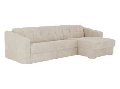Sofá rinconera reversible de apertura rápida de tela beige colchón de 14 cm DARIELO