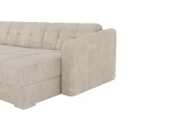 Sofá rinconera reversible de apertura rápida de tela beige colchón de 14 cm DARIELO
