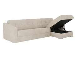 Sofá rinconera reversible de apertura rápida de tela beige colchón de 14 cm DARIELO