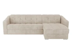Sofá rinconera reversible de apertura rápida de tela beige colchón de 14 cm DARIELO