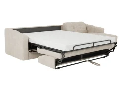Sofá rinconera reversible de apertura rápida de tela beige colchón de 14 cm DARIELO