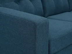 Sofá rinconera reversible de tela azul oscuro patas de madera BARTOLOME