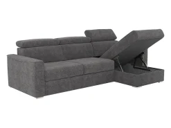 Sofá rinconera reversible convertible tipo italiano en tela gris - Cama 160 cm VIZIR