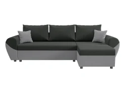 Sofá rinconera reversible de tela negra y gris LIERNO