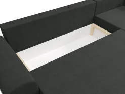 Sofá rinconera reversible de tela negra y gris LIERNO