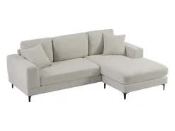 Sofá rinconera reversible en tela texturizada beige JAMOLO