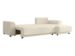 Sofá rinconera reversible de pana beige NESSARO