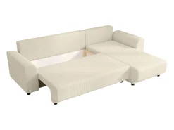 Sofá rinconera reversible de pana beige NESSARO
