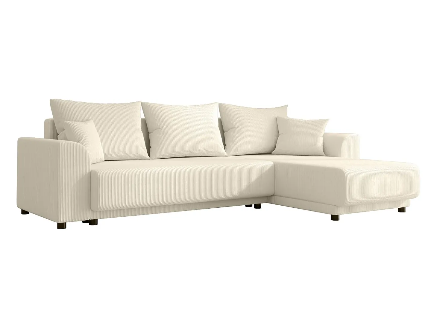 Sofá rinconera reversible de pana beige NESSARO