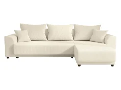 Sofá rinconera reversible de pana beige NESSARO