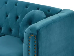 Sofá rinconera reversible de terciopelo capitoné verde azulado TURNER