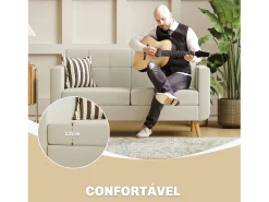 Sofá Sere Homcom 2 plazas con reposabrazos crema 75x138,5x70 cm