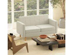 Sofá Sere Homcom 2 plazas con reposabrazos crema 75x138,5x70 cm
